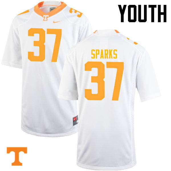 Youth #37 Jayson Sparks Tennessee Volunteers College Football Jerseys-White